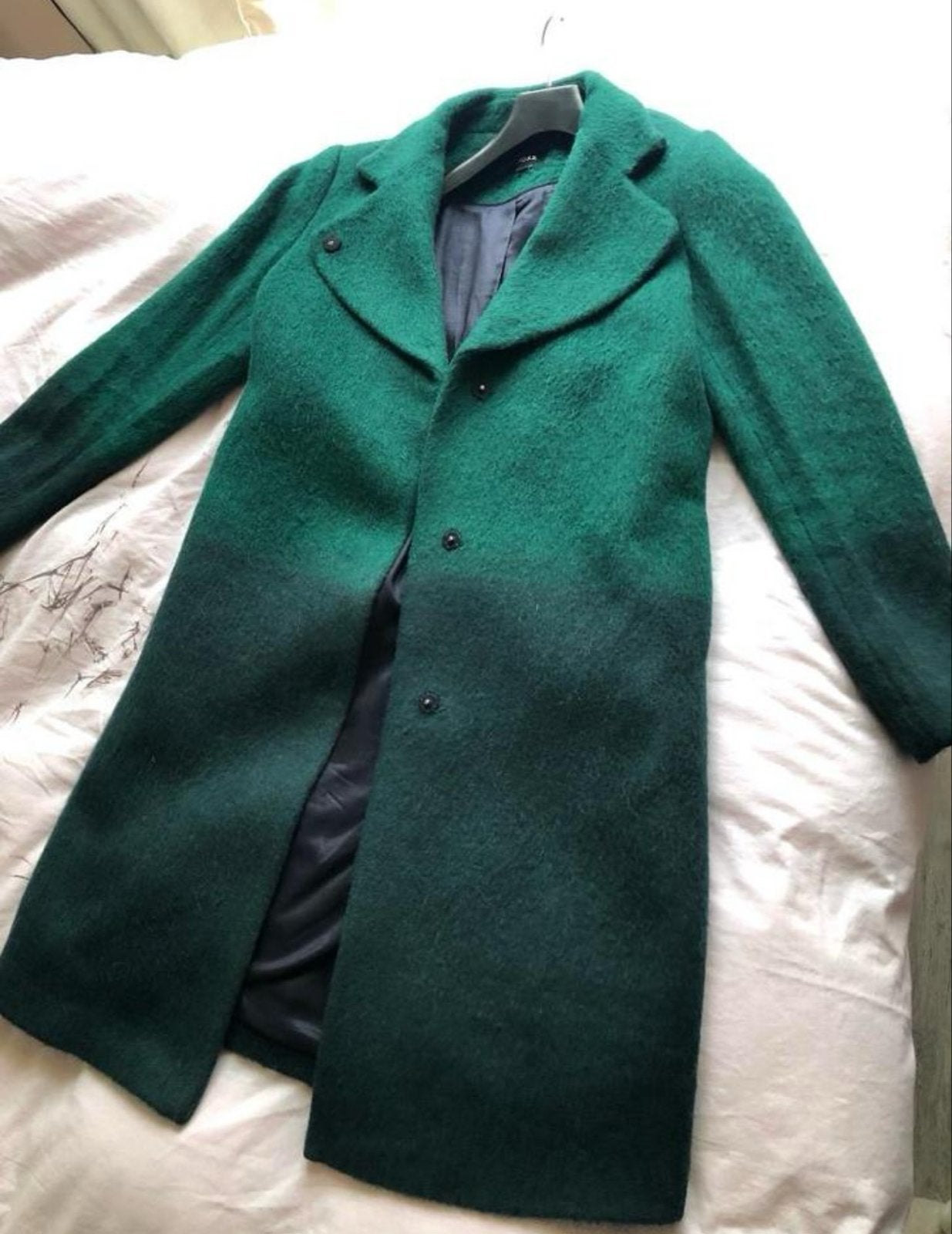 Mexx Smaragdgroene Wollen Jas - Maat M, Kleding | Dames, Ophalen, Zo goed als nieuw, Maat 38/40 (M), Groen