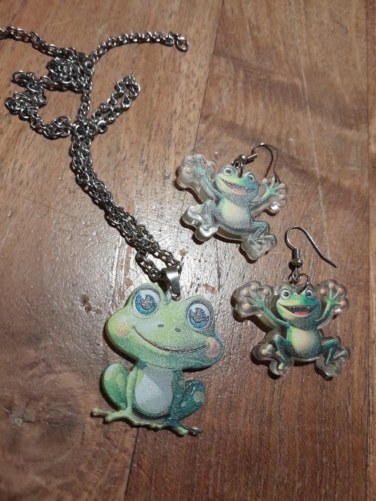 Leuke Kikker Ketting en Oorbellen Set, Ophalen of Verzenden