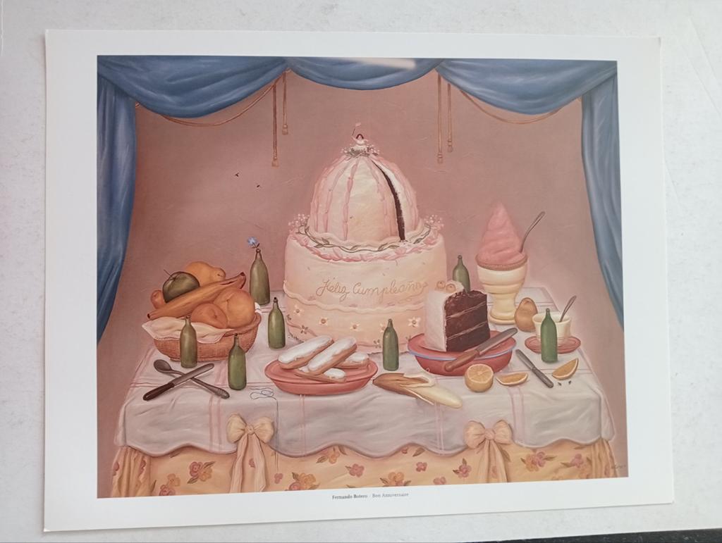 Fernando Botero print Stilleven met Taart, Ophalen of Verzenden