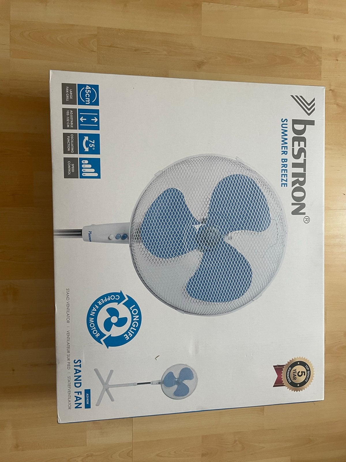 Bestron Statiefventilator 45cm - Nieuw in doos, Ophalen of Verzenden, Nieuw, Statiefventilator