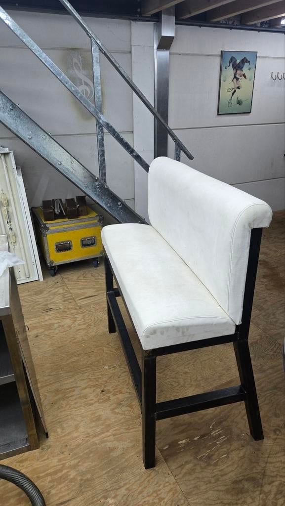 Wit bankje uit een Thaise Tuktuk met metalen frame, Ophalen, Gebruikt, Twee, Wit
