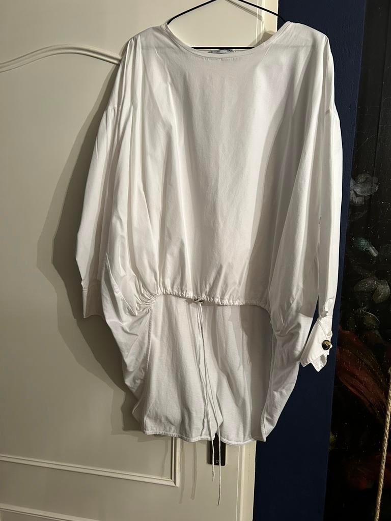 Zara wijde balloon blouse, asymetrisch L, Ophalen of Verzenden, Zo goed als nieuw, Wit, Blouse of Tuniek