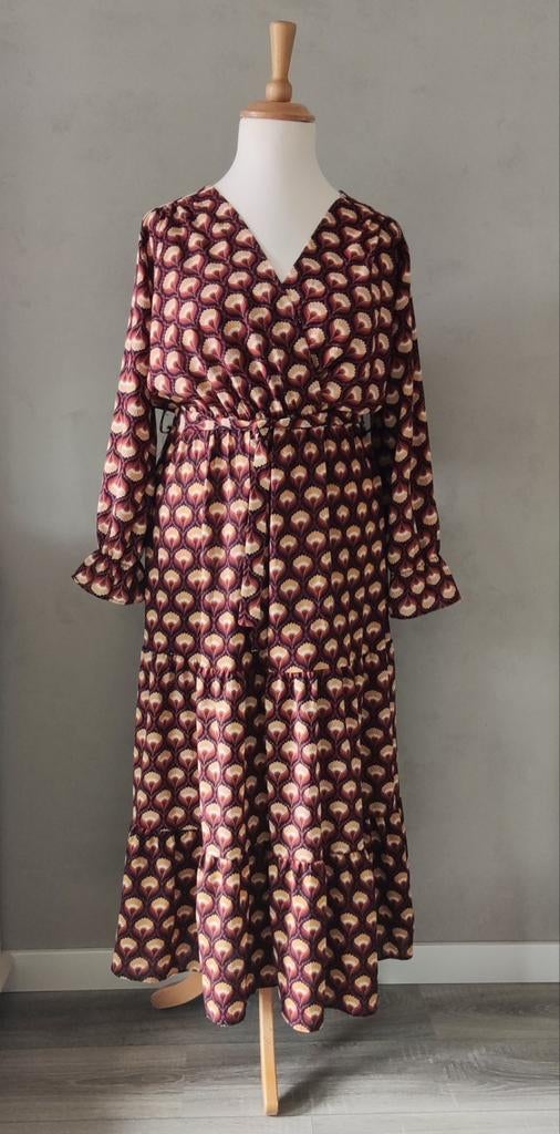Yehwang lange jurk met print maat M, Kleding | Dames, Maat 38/40 (M), Bruin, Yehwang, Ophalen of Verzenden