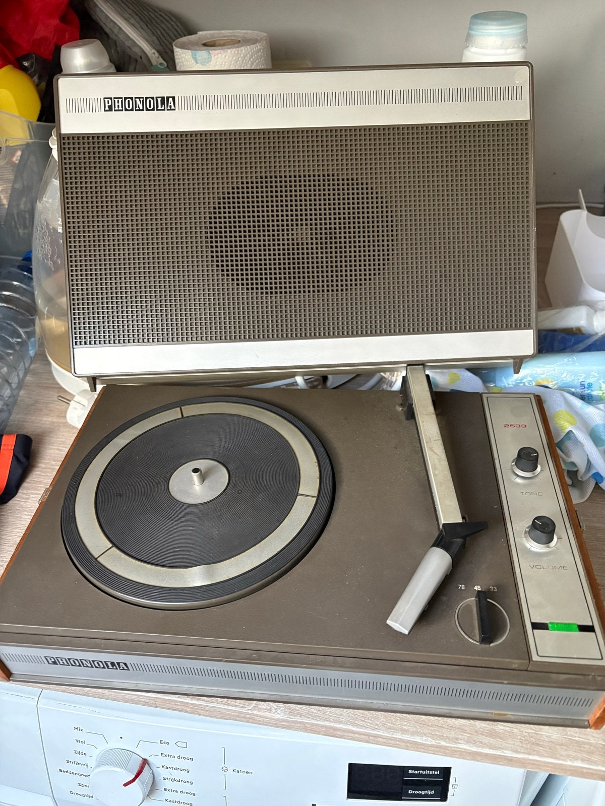Compacte Phonola Platenspeler 2533 - Werkt, maar heeft aanda, Audio, Tv en Foto, Platenspelers, Ophalen of Verzenden, Gebruikt