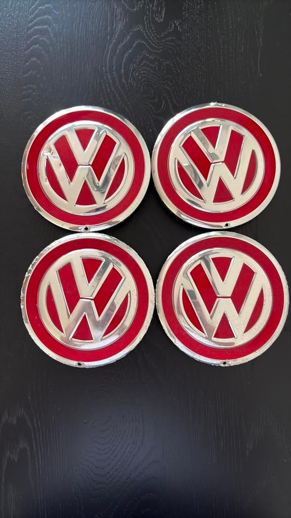 Set van 4 Volkswagen naafdoppen - Rood/Zilver, Ophalen of Verzenden, Zo goed als nieuw