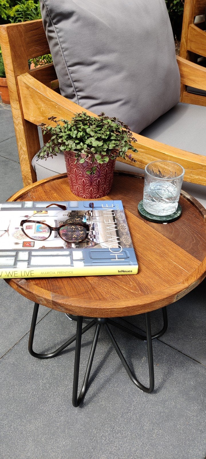 Originele Rivièra Maison Bijzettafel / Salontafel., Minder dan 55 cm, Rond, Zo goed als nieuw, Industriële