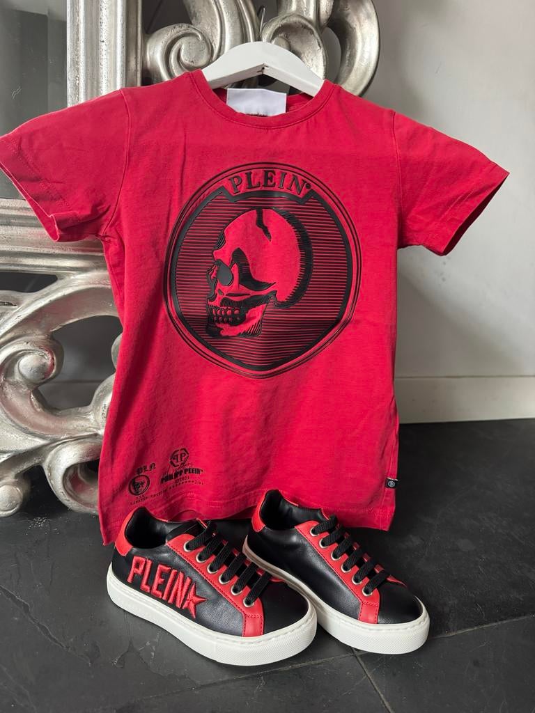 Rood T-shirt met doodshoofd van Philipp Plein, Ophalen of Verzenden, Gebruikt, Jongen of Meisje