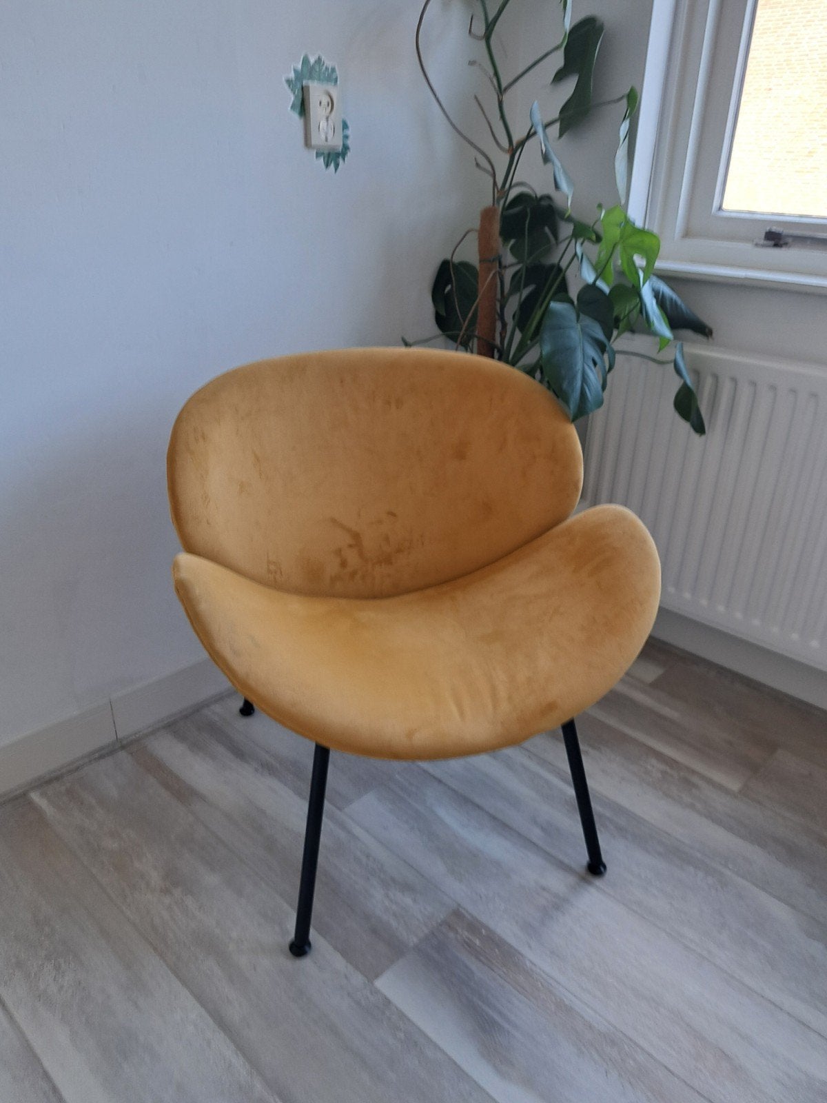 Gele fauteuil met zwarte poten, Ophalen, Gebruikt, Overige kleuren, Eén