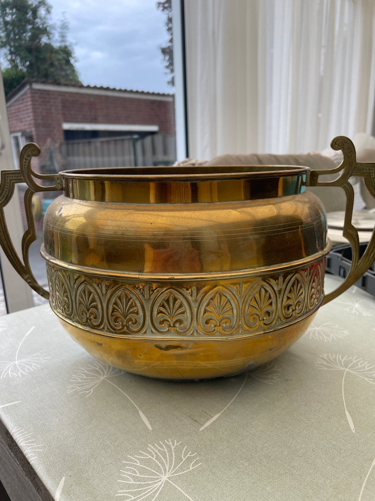 Antieke Messing Pot met Handvatten, Antiek en Kunst, Antiek | Koper en Brons, Ophalen of Verzenden, Koper