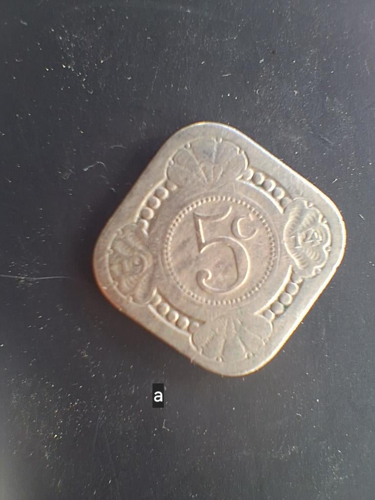 Nederlandse munten: 5 cent (1914) en 1/2 gulden (1907), Ophalen of Verzenden, Koningin Wilhelmina, Overige waardes, Setje