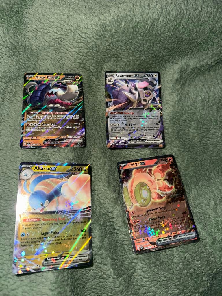 Pokémon kaarten EX - Great Tusk, Revavroom, Altaria, Chi-Yu, Ophalen, Zo goed als nieuw