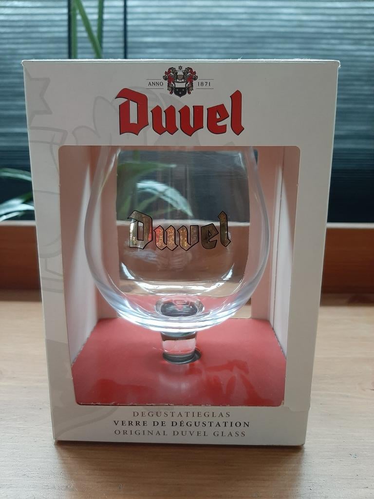 Duvel glas in doos, Verzamelen, Biermerken, Glas of Glazen, Duvel, Ophalen of Verzenden