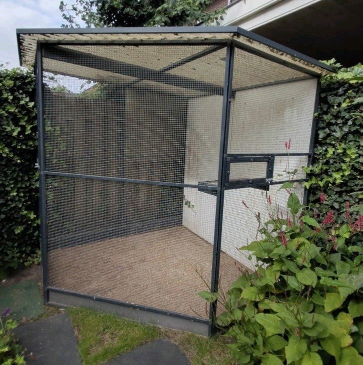 Volière gecoat aluminium, helemaal compleet, Ophalen, Aluminium, Volière