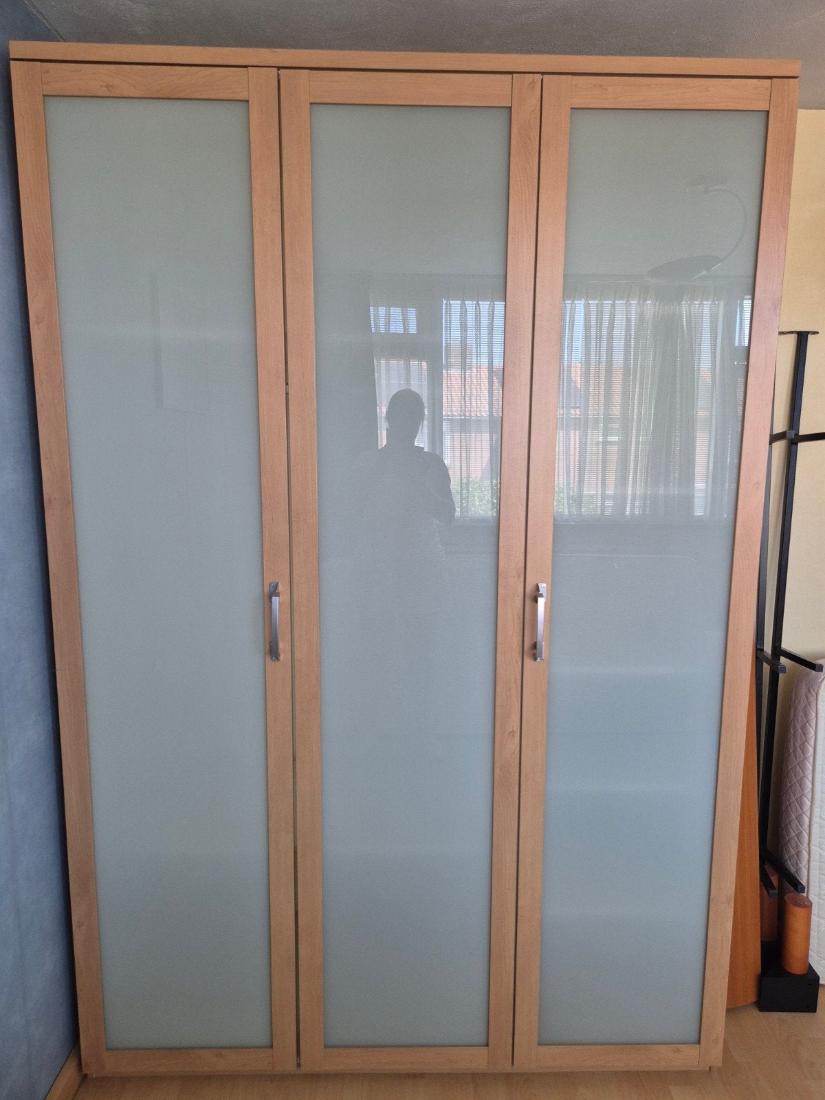 Kledingkast 3 deurs met planken/hangdeel * eikenkleur, Met deur(en), Glas, 100 tot 150 cm, 200 cm of meer