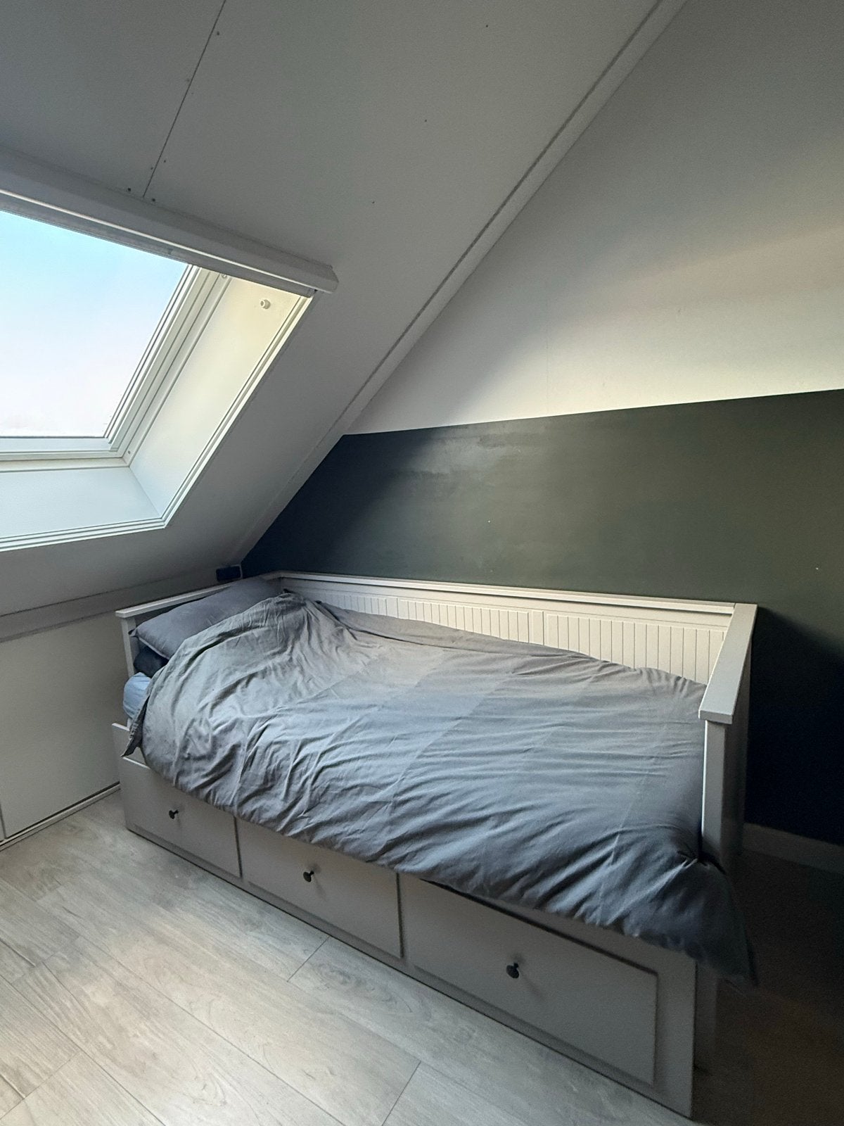 Ikea Hemnes bedbank grijs, Ophalen, Gebruikt, 90 cm, Eenpersoons