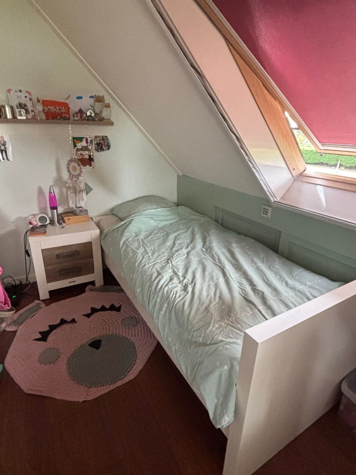 Kidsmill Old Wood set Bed opberglade, 3deurs kast, nachtkast, Ophalen, 70 tot 85 cm, Zo goed als nieuw, Lattenbodem
