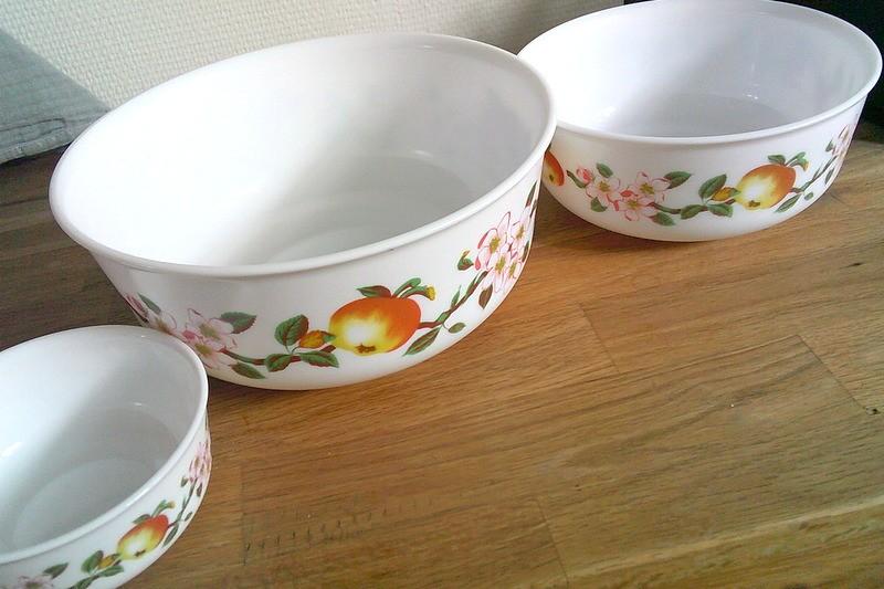 VINTAGE Arcopal france schalen bloesem appels 3 stuks, Ophalen of Verzenden