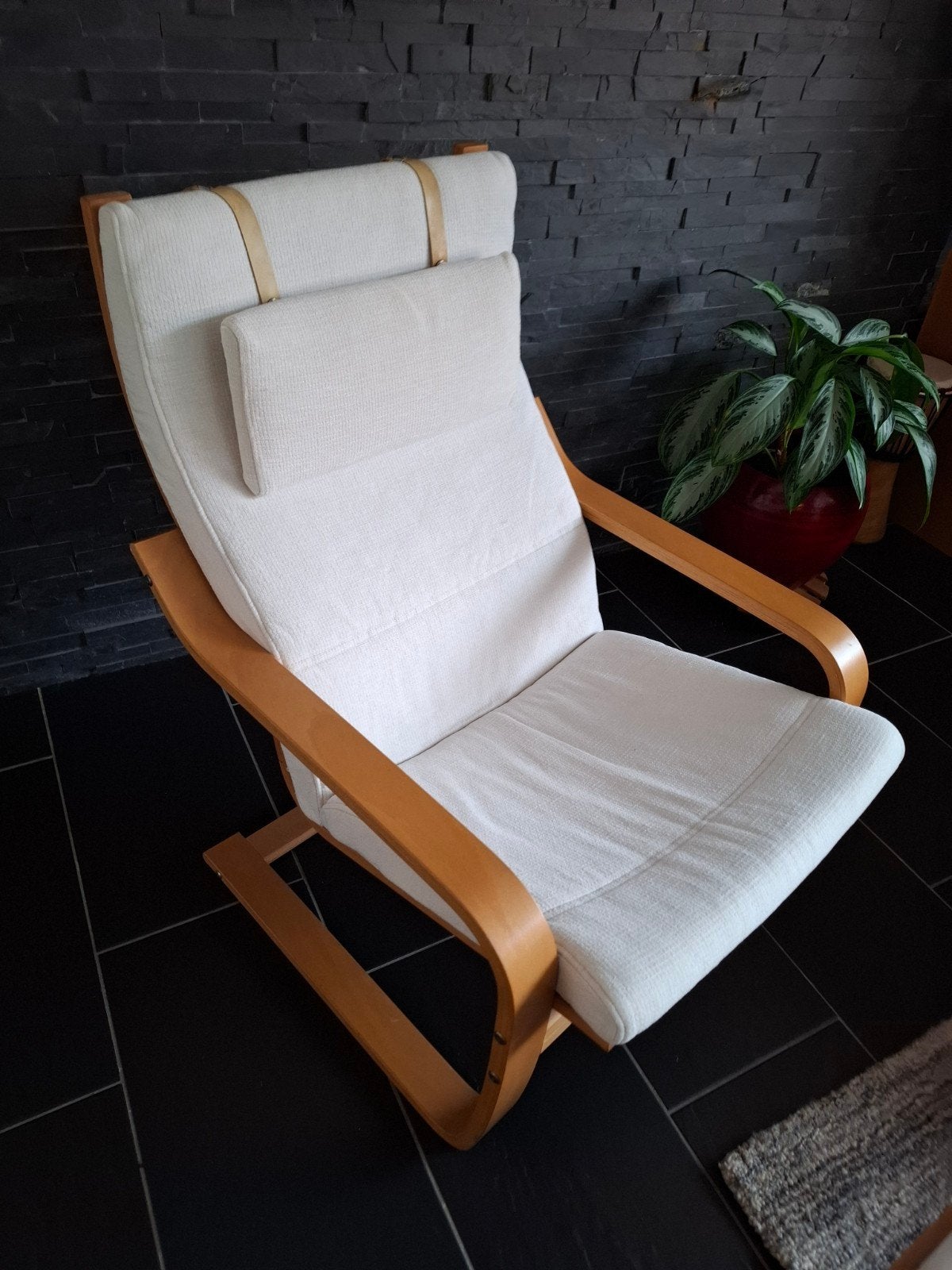 Ikea Poäng Fauteuil met voetenbank, Ophalen, Hout, Gebruikt, Overige kleuren