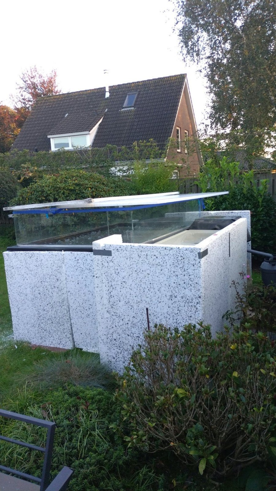 kunststof vijverbak met glazen opzetrand, Tuin en Terras, Ophalen, Gebruikt