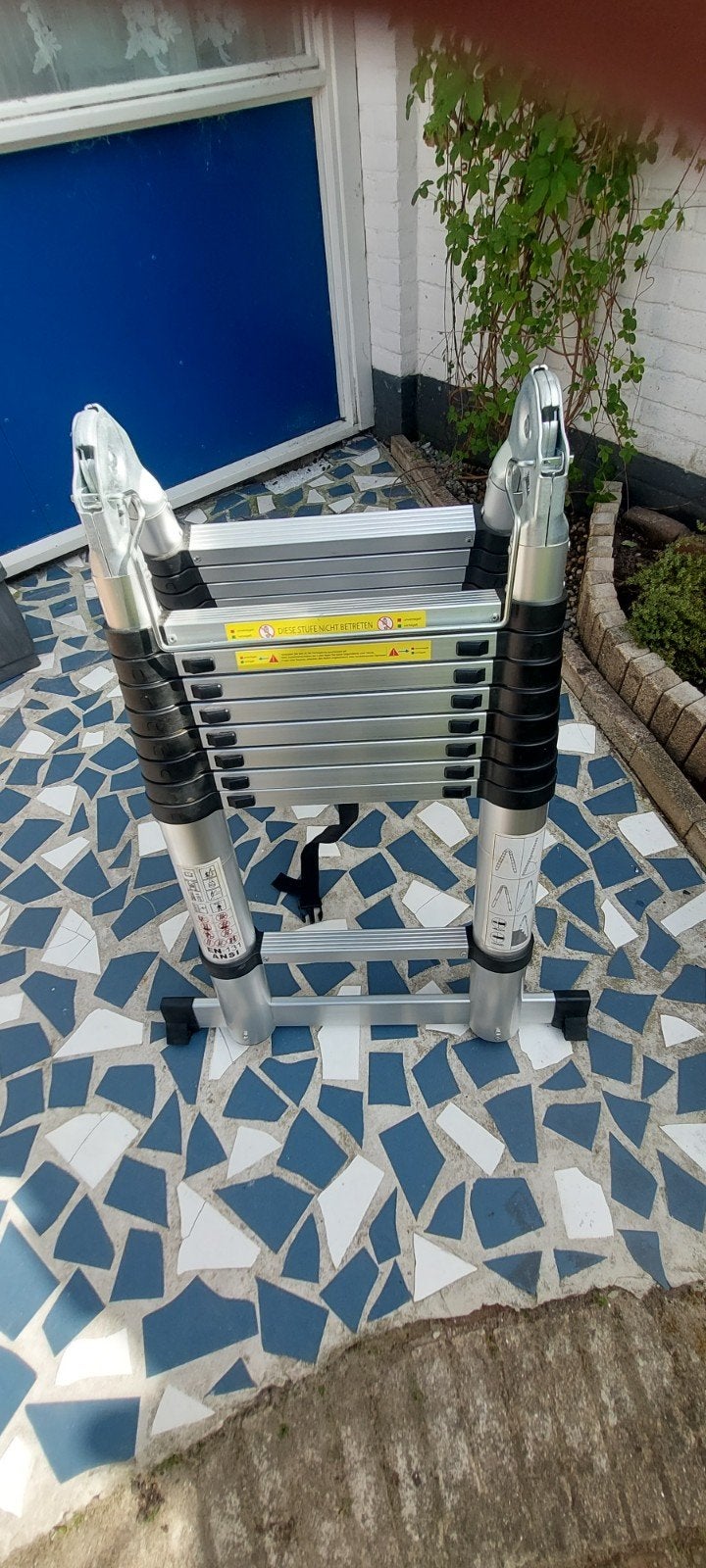 Telescoopladder 5,6m dubbel, 2x 2,8m schilderstrap V-stand, Doe-het-zelf en Verbouw, Ophalen, Zo goed als nieuw, 4 meter of meer
