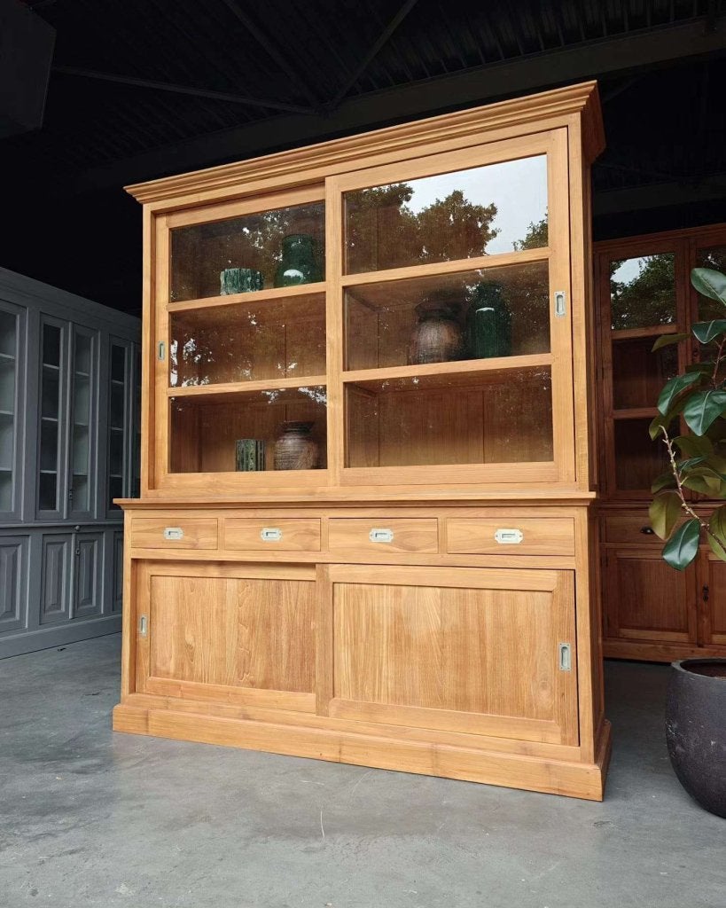 Buffetkast | Servieskast teakhout | Loopt zeer soepel! #0491, Huis en Inrichting, Kasten | Buffetkasten, Gebruikt, 200 cm of meer