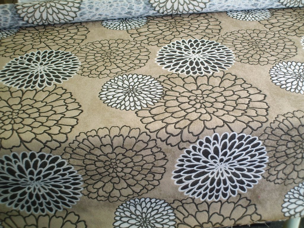 Flowers zwart/wit/taupe - Chivasso. NIEUW !!, 120 cm of meer, Zwart, Nieuw, Ophalen of Verzenden