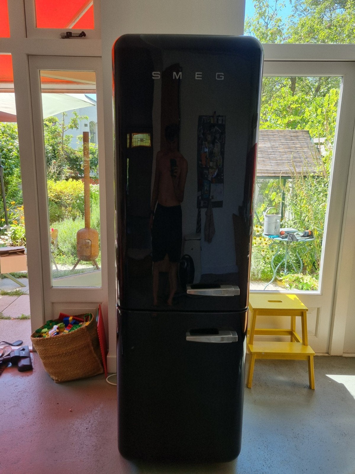 Smeg Koelkast met Aparte Vriezer - Zwart - Defect, Ophalen, Gebruikt, 200 liter of meer, 60 cm of meer