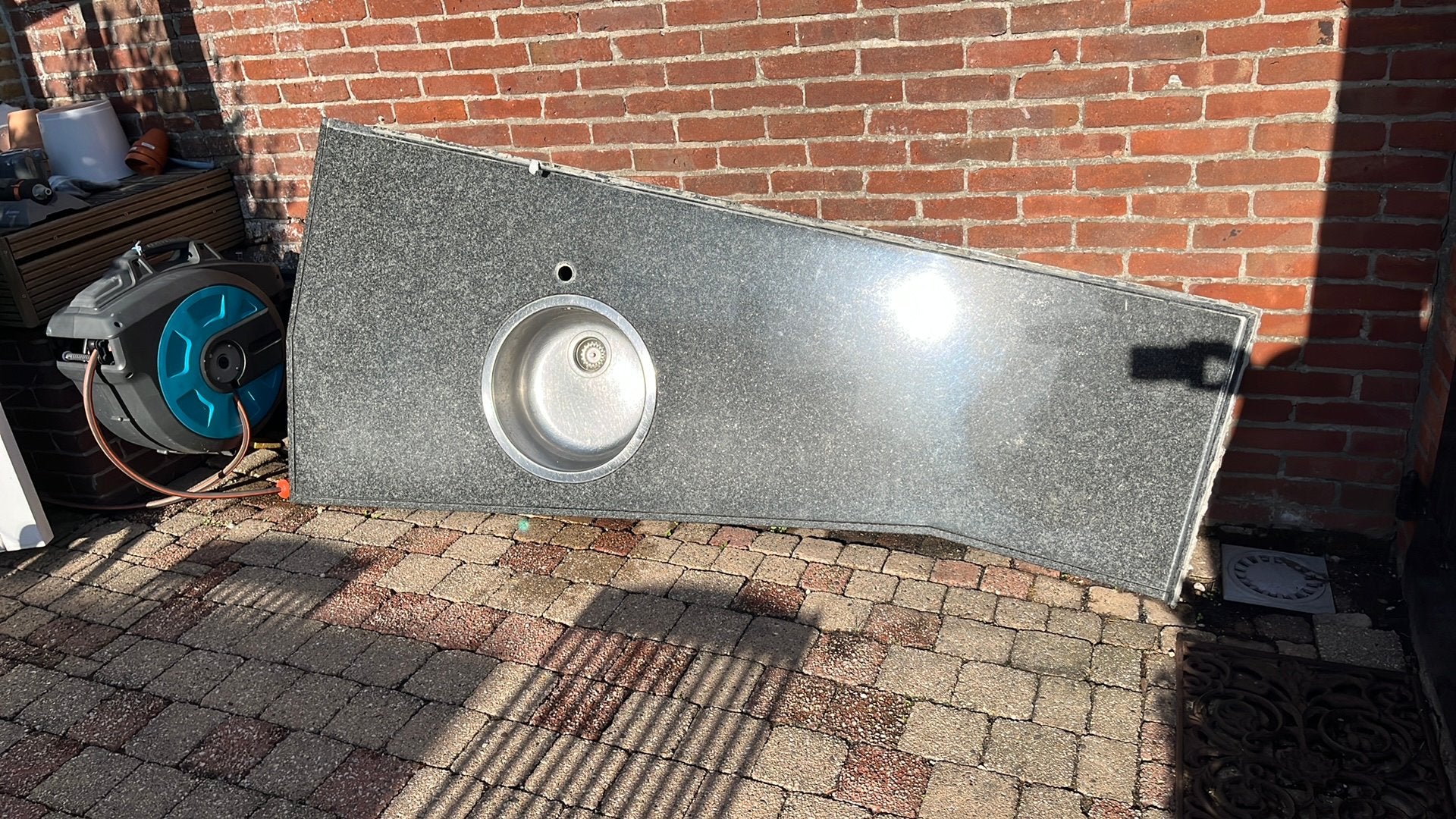 Gratis af te halen granieten aanrechtblad bijzondere vorm, Ophalen, Gebruikt, 75 cm of meer, Zwart