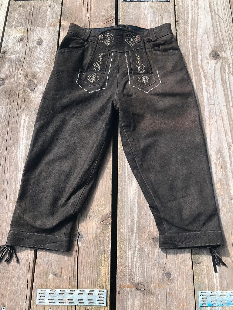 Stoere zwarte lederen lederhose maat S