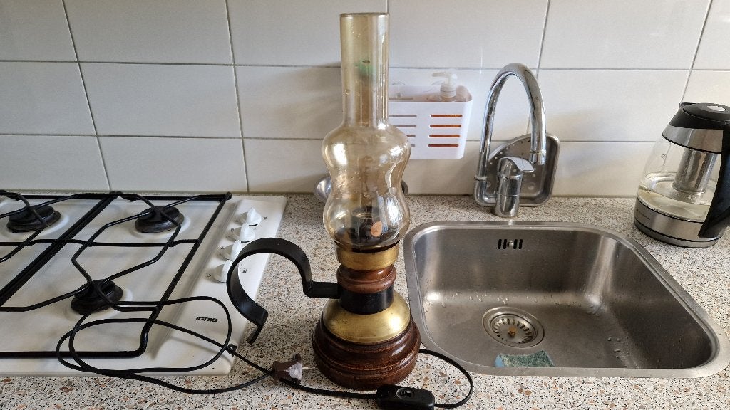 brocante electrische loop olielamp, Ophalen of Verzenden