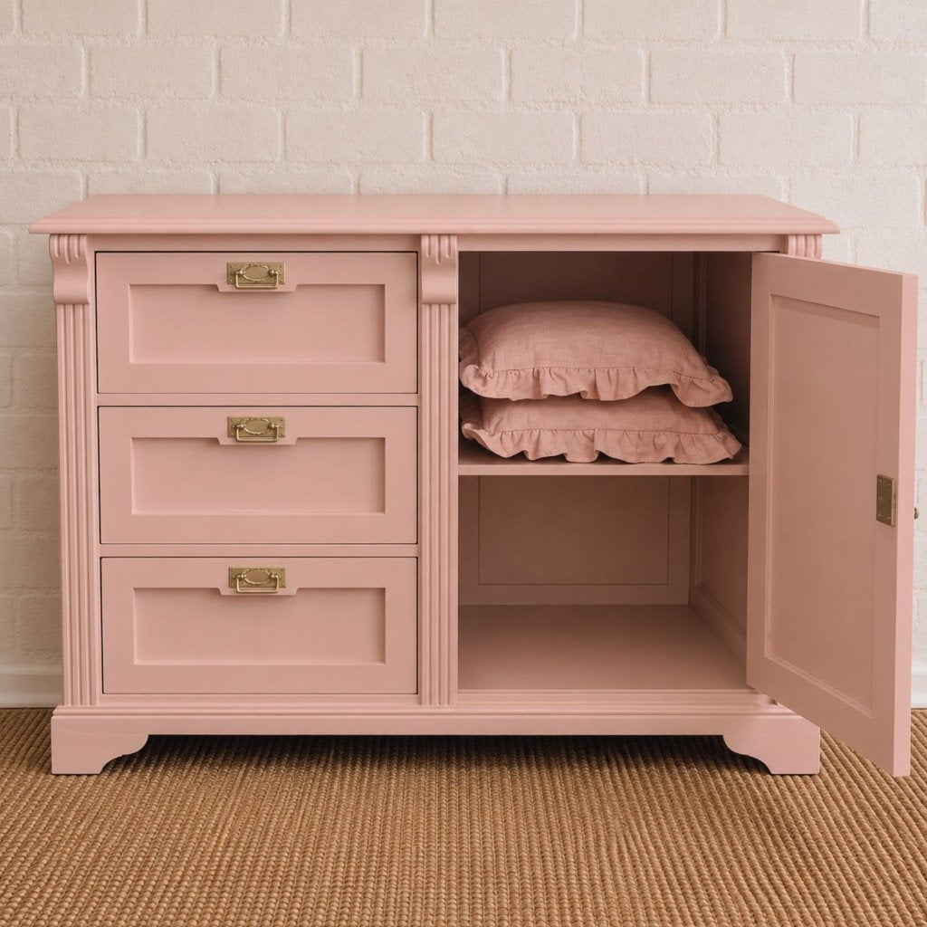 Rosalie Brocante commode roze met verwisselbare frontjes., Ophalen, 50 tot 70 cm, 100 cm of meer, Zo goed als nieuw