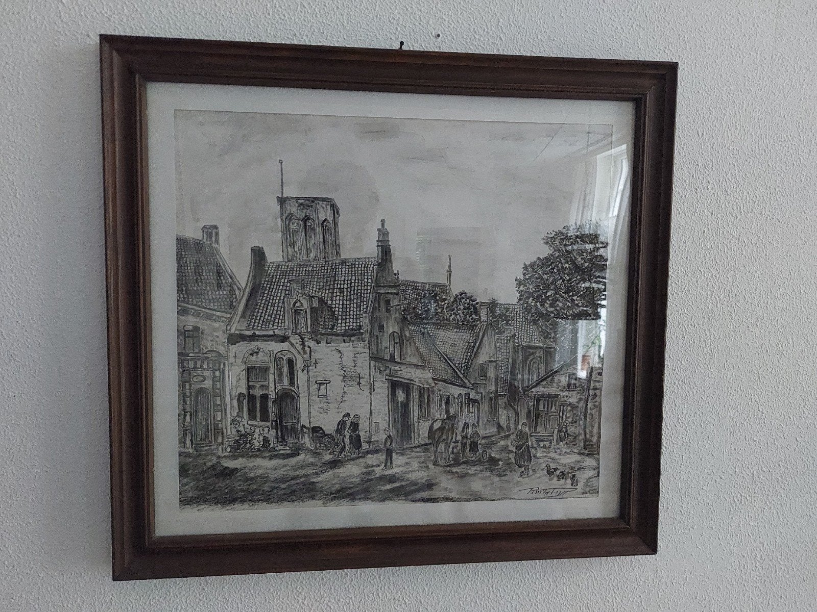 Tekening van Elburg, Antiek en Kunst, 1950 - 1999, 50 cm, Architectuur, Ophalen of Verzenden