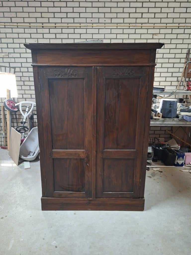 Prachtige massief hardhouten kast met legplanken, Antiek en Kunst, Ophalen