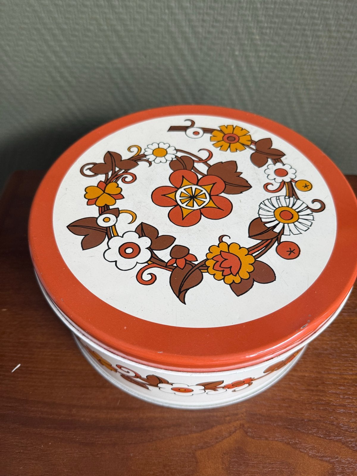 Vintage Koektrommel met Bloemenprint, Ophalen of Verzenden