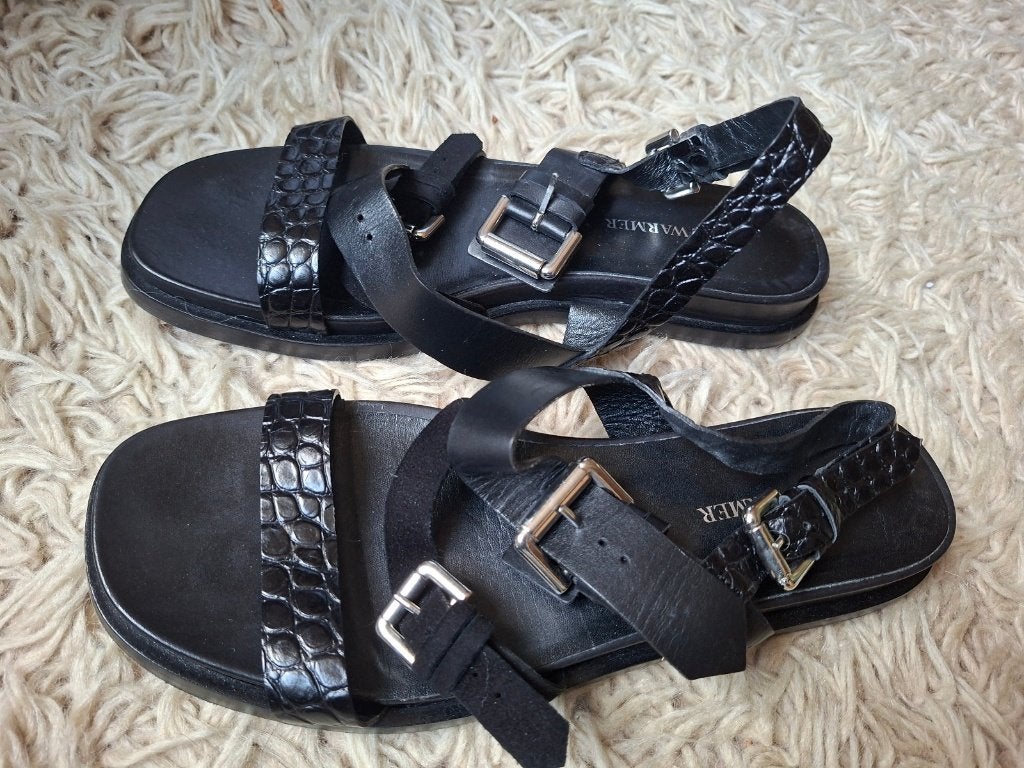 Mooie luxueuze schoenen/sandalen Paul Warmer. Mt 40., Kleding | Dames, Zwart, Zo goed als nieuw, Paul warmer, Sandalen of Muiltjes
