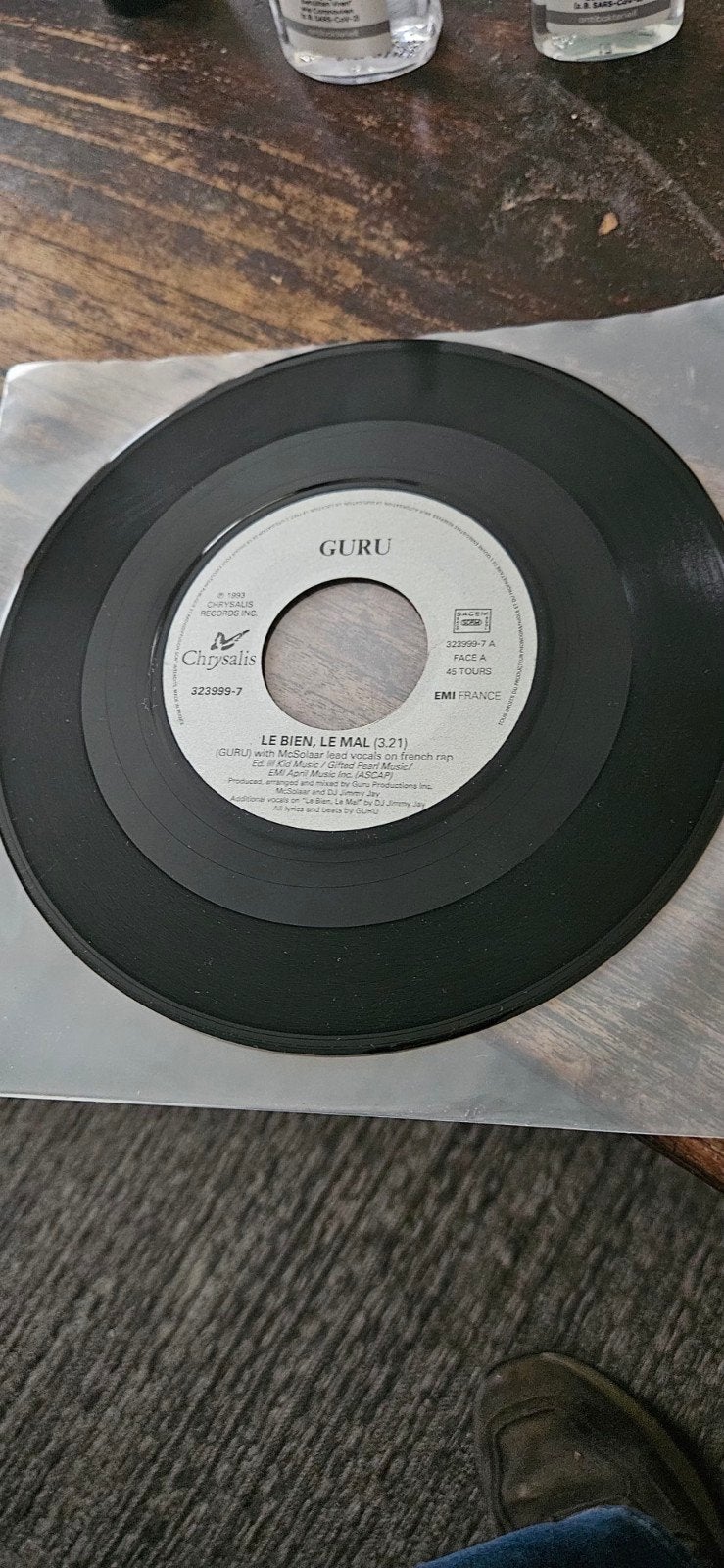 Hip-Hop GURU-Le bien,le mal 1993 Zeldzaam op singel, Gebruikt, 7 inch, Ophalen of Verzenden, Beschermende buitenhoes