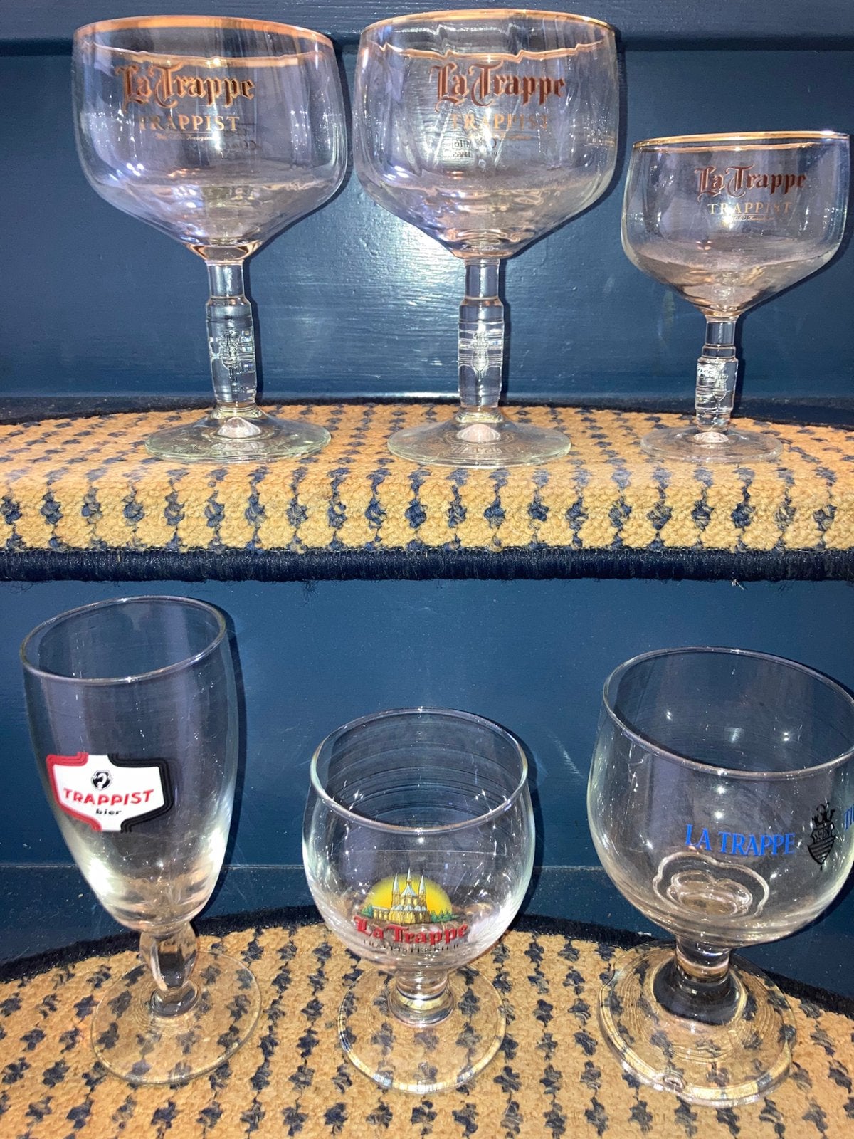 6 La Trappe Trappist Bierglazen Bolletje Bokaal Prijs Stuk!, Ophalen, Zo goed als nieuw, Glas of Glazen, La Trappe