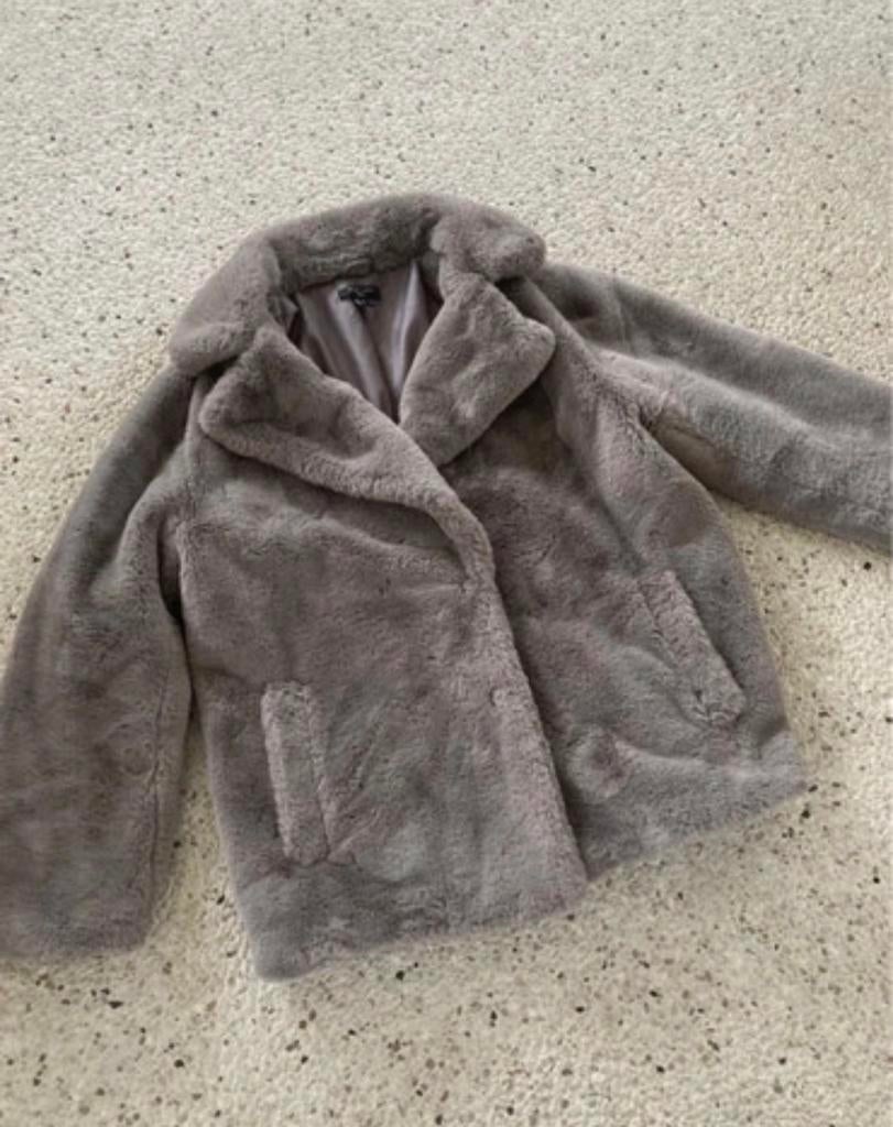 Zachte teddy jas dames maat 42, Kleding | Dames, Jassen | Winter, Ophalen of Verzenden, Gedragen, Maat 42/44 (L), Grijs