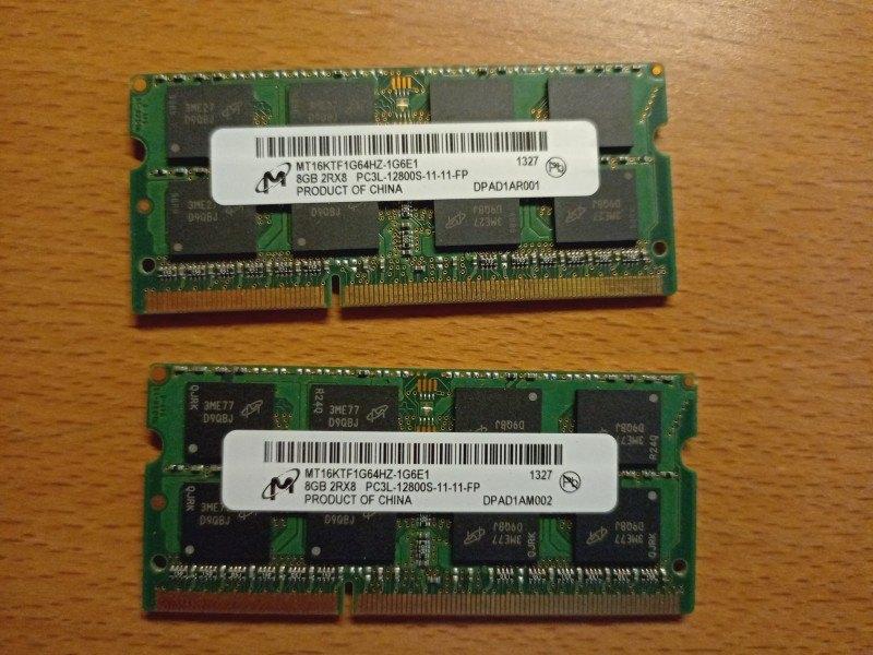 16GB (2x8GB) SODIMM PC3L 12800, Computers en Software, RAM geheugen, Verzenden, DDR3, Zo goed als nieuw, Laptop