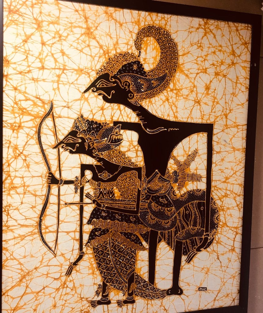 Ramayana-batikschilderij: Javaanse Rama en Sita, Ophalen, Doek, Klassiek, Overige onderwerpen