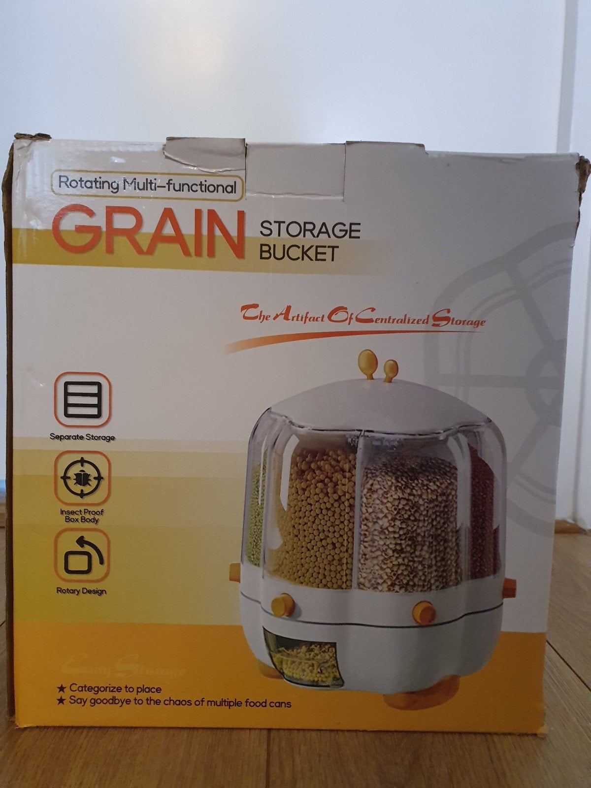 Nieuwe multifunctionele draaibare graan opslagbak, Nieuw, Ophalen of Verzenden, Voorraadpot, Wit
