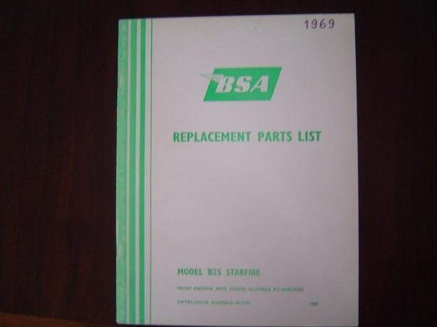 BSA B25 Starfire 1969 motorcycle parts list, Motoren, Ophalen of Verzenden, Overige merken
