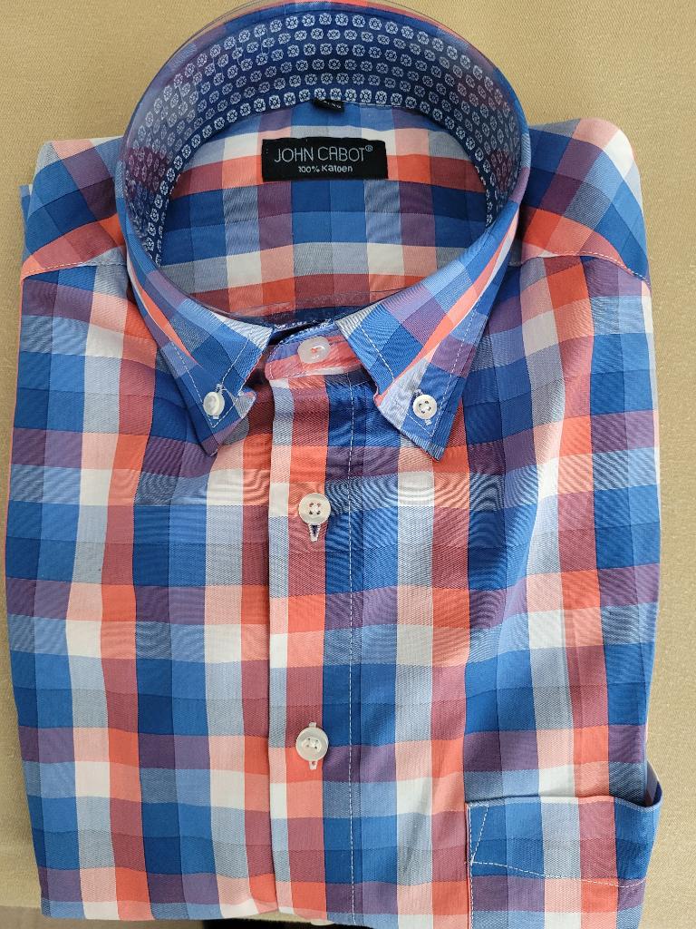 Overhemd korte mouw 100 % katoen  nieuw! mt 39/40, Ophalen of Verzenden, Nieuw, Blauw, Halswijdte 39/40 (M)