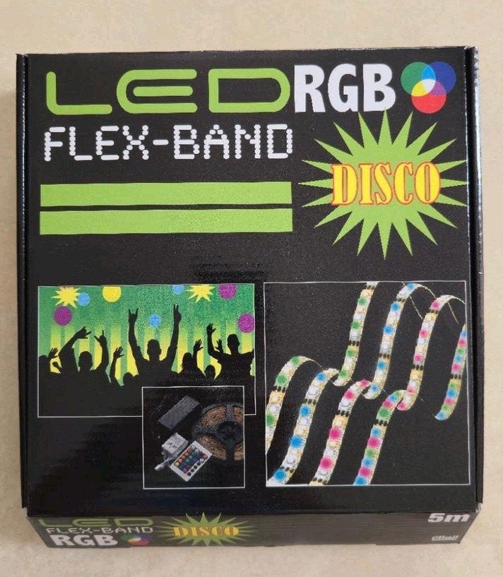 LED RGB Flex-Band Disco - 5 meter, IP65, met afstandsbed., Huis en Inrichting, Ophalen, Led-lamp, Meerkleurig, Kleur aanpasbaar