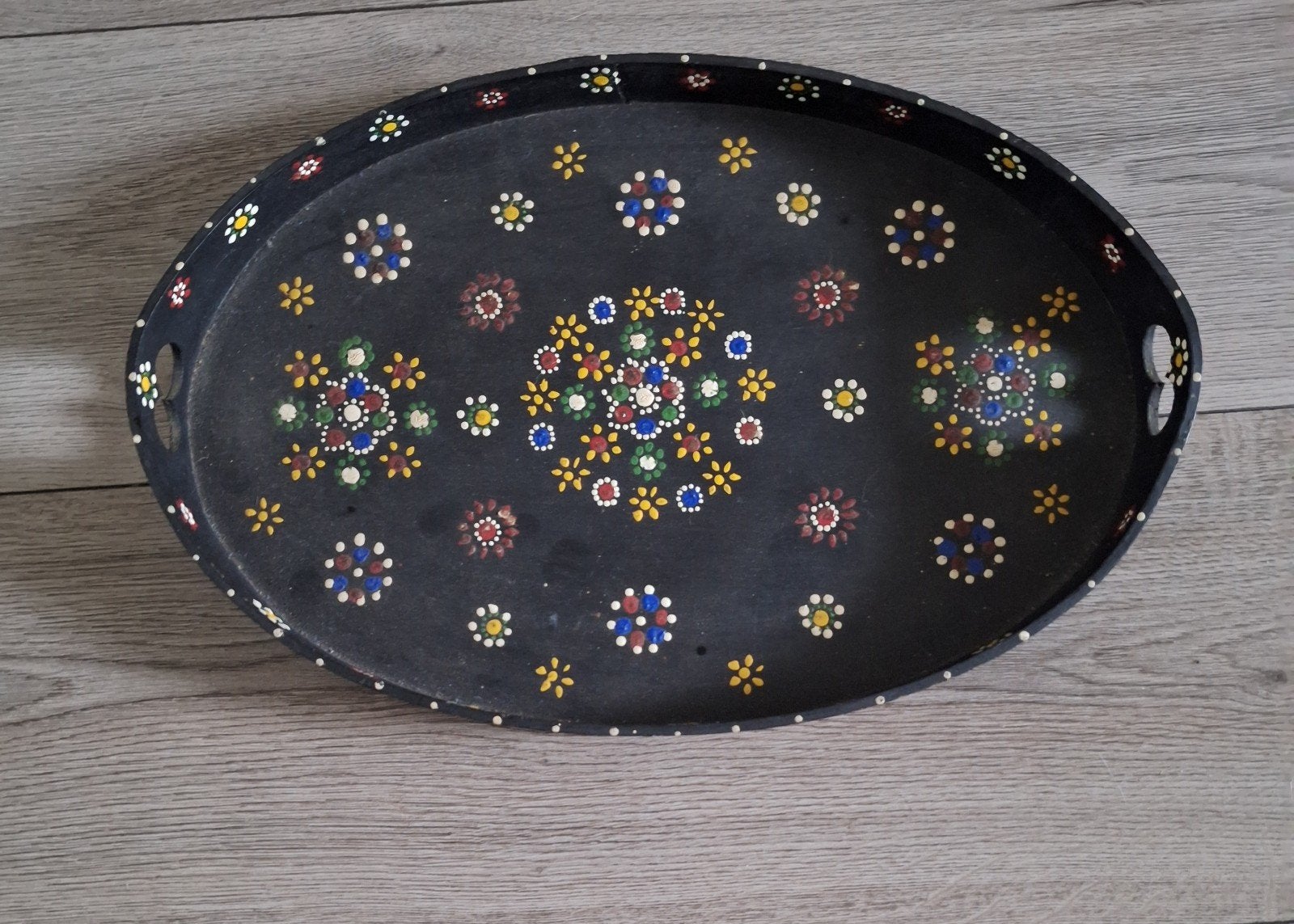 Vintage Staphorster stipwerk dienblad 41 cm, Huis en Inrichting, Ophalen of Verzenden, Zo goed als nieuw, Dienblad, Ovaal