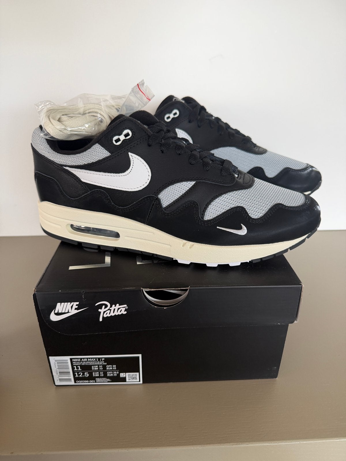 Air Max 1 Patta Nike maat 45, Ophalen, Zwart, Nieuw, Sneakers of Gympen
