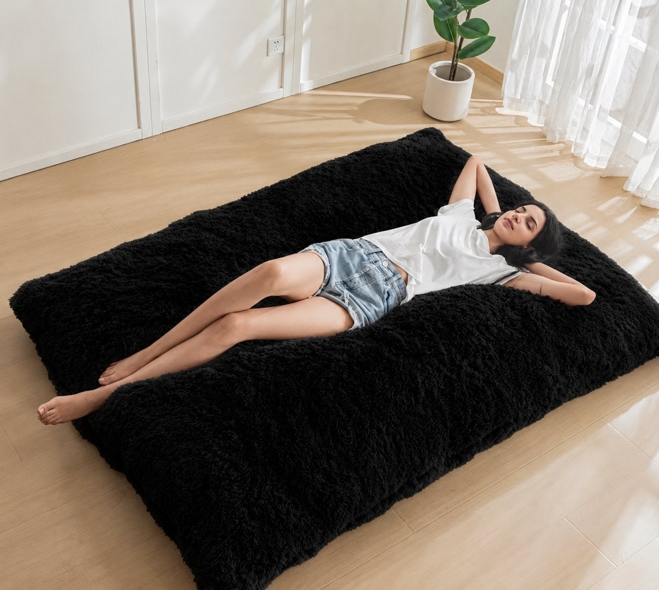 Gigantische zitzak - extreem zacht fleece - 145x195cm, Ophalen, Nieuw, Zwart, Zitzak