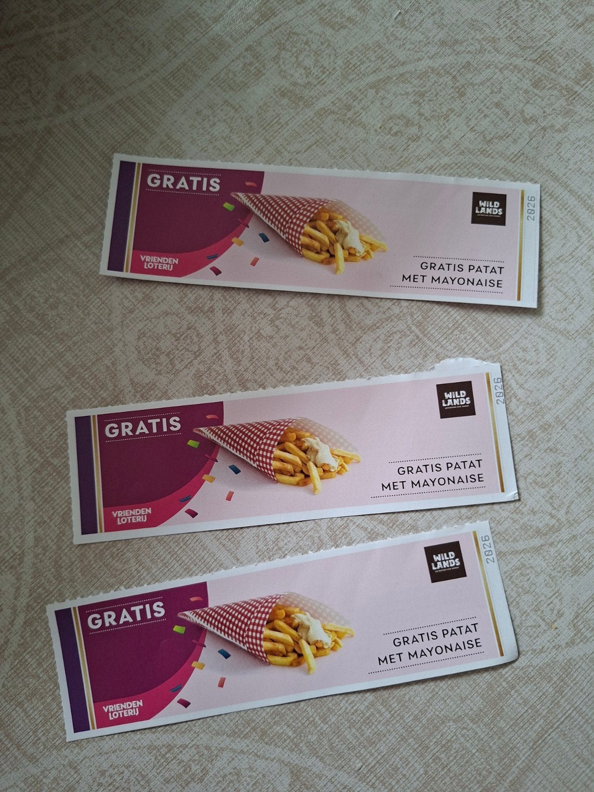 3x gratis patat met mayo in restaurants in Wildlands Emmen, Tickets en Kaartjes, Drie personen of meer, Overige soorten, Overige typen