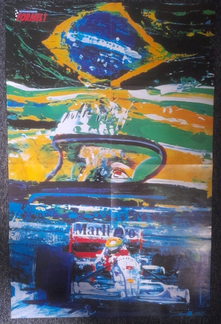 Ayrton Senna poster Formel 1, Ophalen of Verzenden, Formule 1