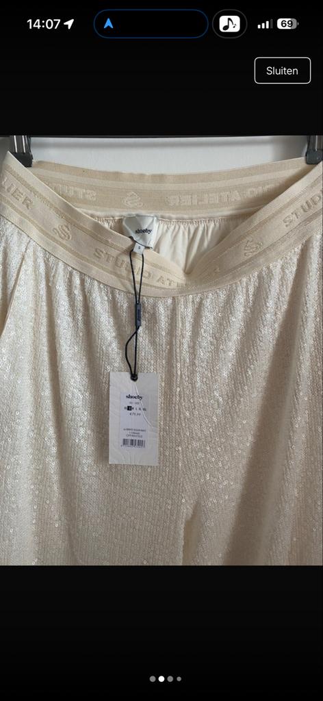 Shoeby Studio Atelier Broek met pailletten, Kleding | Dames, Beige, Nieuw, Ophalen of Verzenden, Maat 36 (S)
